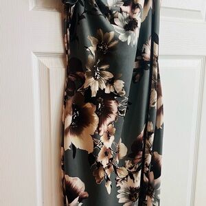 Guess One Shoulder Dress - Black and Cream Floral